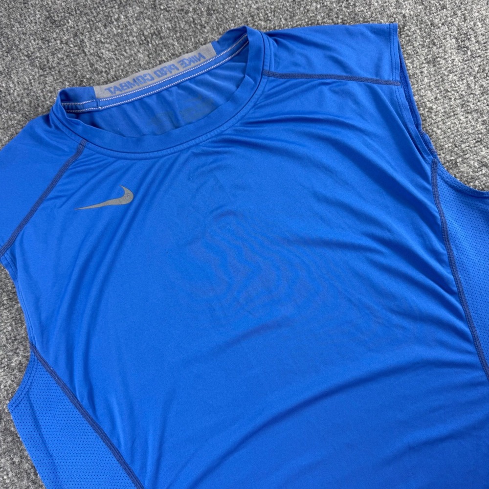 Nike Pro Combat Tank Top Size Medium Blue Dri-FIT Sleeveless Compression Men's
